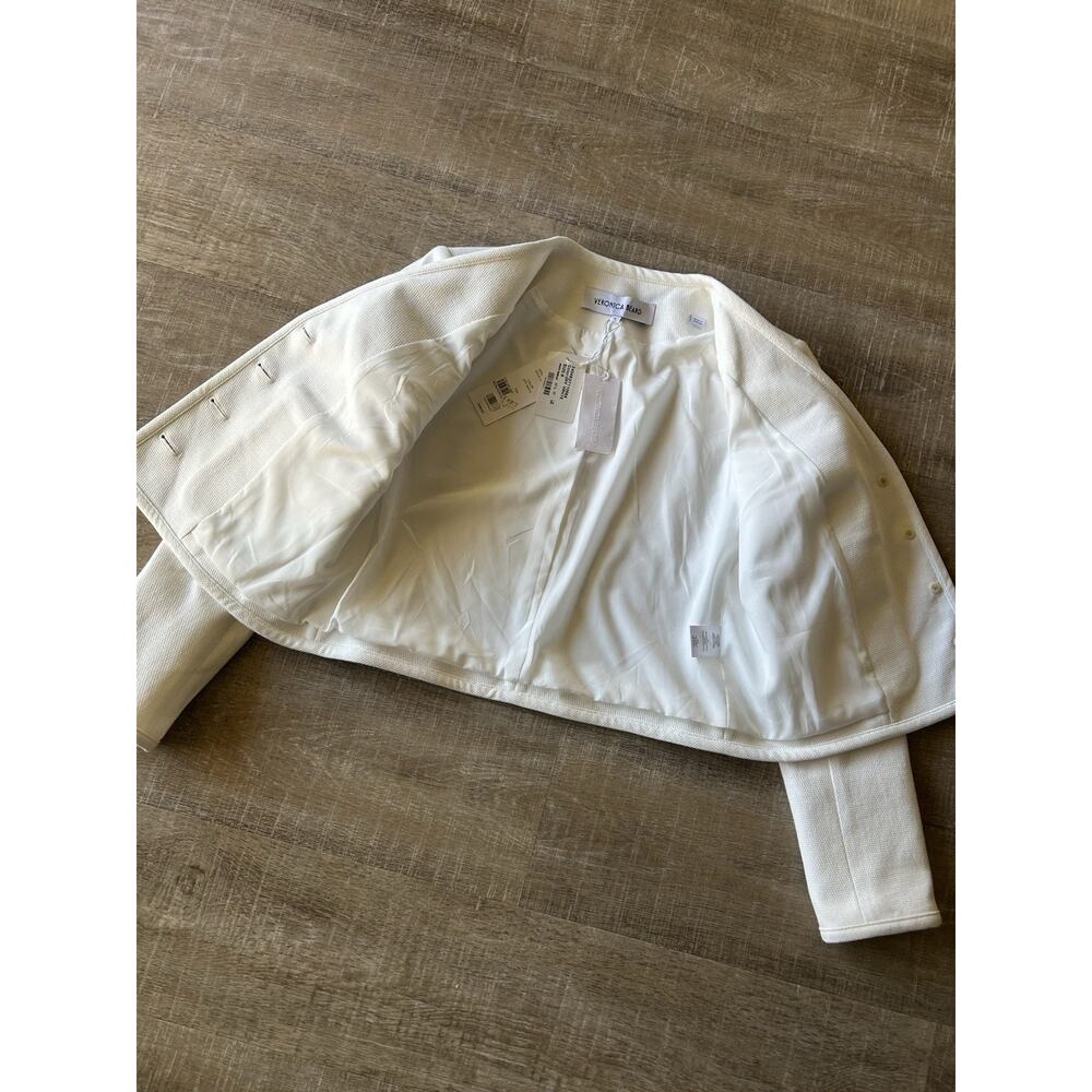 VERONICA BEARD Isola Jacket Women’s 8 Off White Stretch V-Neck Designer Nwt $598 - Picture 4 of 16